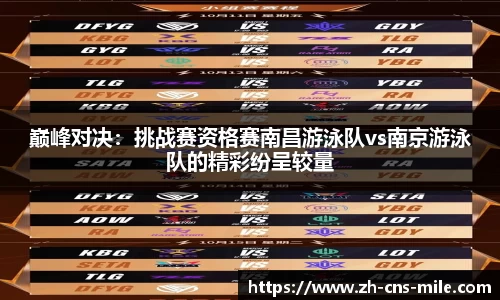 巅峰对决：挑战赛资格赛南昌游泳队vs南京游泳队的精彩纷呈较量